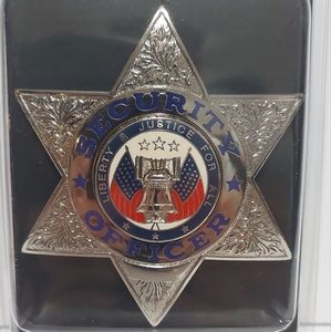 SECURITY OFFICER Private Security Guard Badge Shield 6-Point Star SILVER